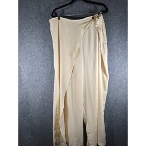 Eloquii Pants Women 24 Ivory‎ Pull On Wide Leg Stretch Office Career Business